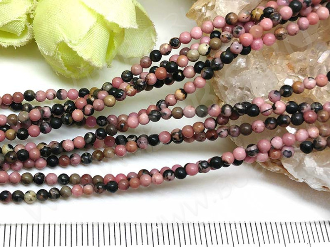 (ОПТ) Бусина округлая 2,5мм Родонит натуральный (камни) (НИТЬ)