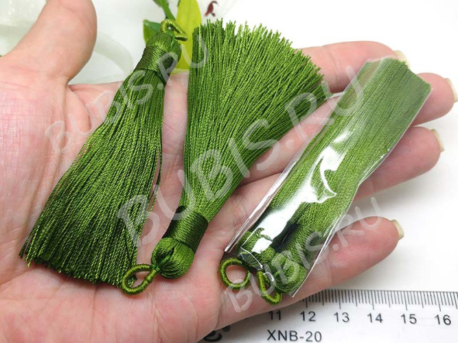 Декоративный элемент 078 Кисть струящаяся 90*9мм оливковая (декоративные элементы) (1 ПАРА)