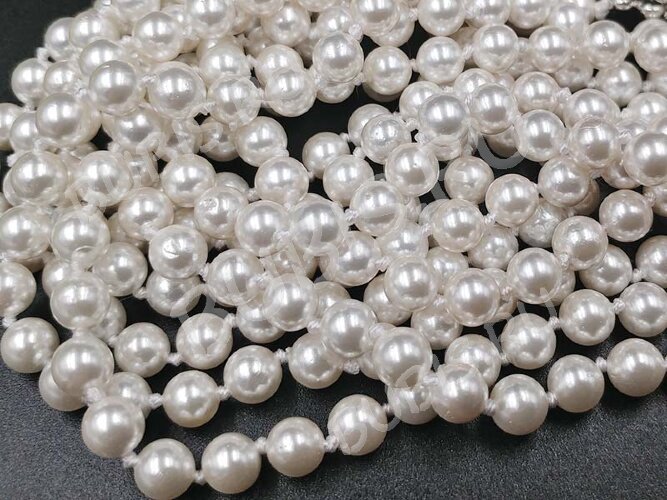 (ОПТ) Бусина Жемчуг 34 Sea Shell Perl округлый 6мм белый имит. (камни) (нить 23см)