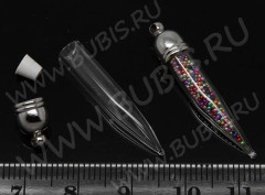 Бутылочка 12 фигурная с пробкой и колпачком 0,25мл 28*5,5*5,5мм прозрачная (стекло)