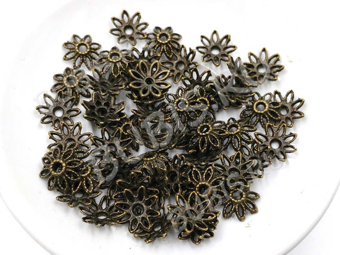(СКИДКИ!!!) 218 Шапочка цветочек ажурный 10,5*10*2,8мм античная бронза (литьё) (10шт.)