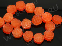 Бусина каменная Цветочек 02 14*14*5,5мм Кошачий глаз рыжий (камни)