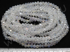 (ОПТ) Бусина кристалл гранёный абакус 4,3*4*3,5мм чистый прозрачный с АВ (имитация Сваровски) (5 НИТЕЙ)