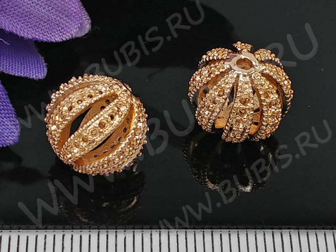 Бусина ажурная 27 Шарик 12*11,5*11мм золотистый (Milano LUX) (Brass с позолотой)