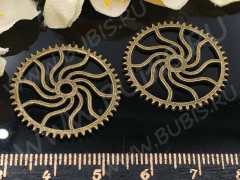 Шестерёнка 13 двусторонняя 24,5*24,5*1мм античная бронза (литьё) (Steampunk)