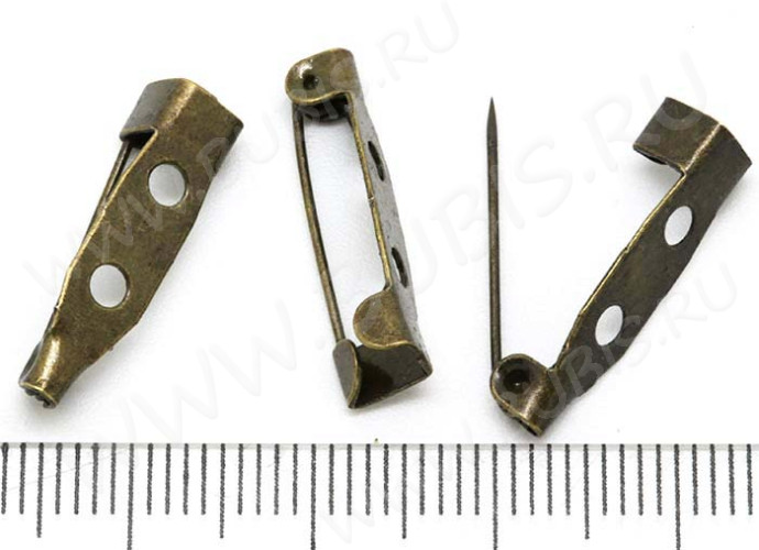 (ОПТ) Основа (заготовка) для броши №85 Булавка 2 отверстия 25*5*5мм античная бронза (Iron) (100шт.)