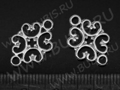 (СКИДКИ!!!) 183 Коннектор двусторонний Ажурный 19*12,5*1,3мм цвет платины (литьё) (10шт.)