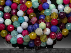 (ОПТ) Бусина округлая ГРАНЁНАЯ 8мм Агат МИКС полупрозрачно-непрозрачный (камни) (НИТЬ)