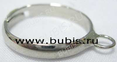 Основа (заготовка) для кольца 013 17мм с одной петлёй цвет платины (Brass)