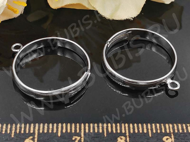 Основа (заготовка) для кольца 013 17мм с одной петлёй цвет платины (Brass)