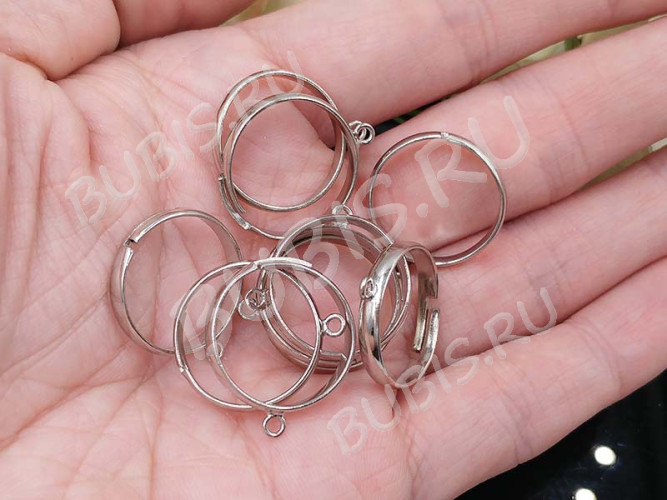 Основа (заготовка) для кольца 013 17мм с одной петлёй цвет платины (Brass)