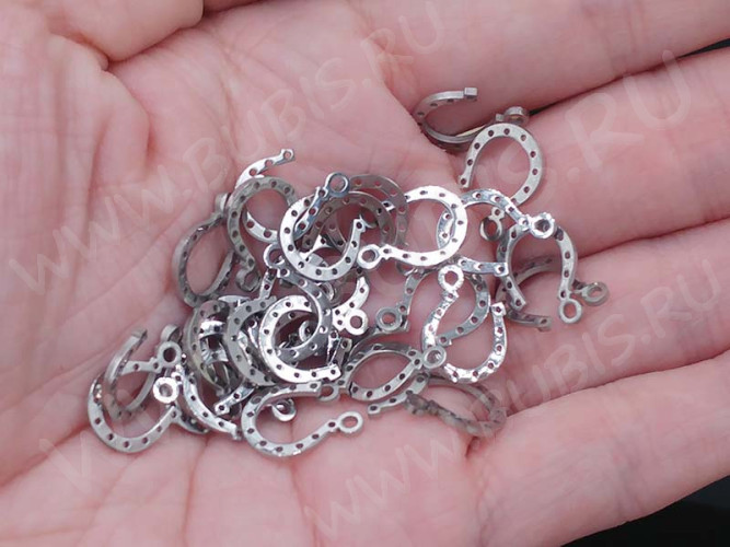 Подвеска Подкова 06 13*10*1мм цвет платины (Хирургическая сталь)