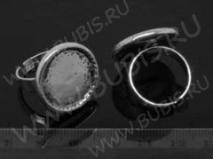 Основа (заготовка) для кольца 098 17мм с сеттингом 18мм античное серебро (литьё и Iron)