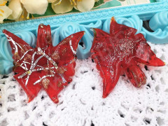 Кулон Бабочка 05 50*50*6мм красная с золотом (Lampwork)