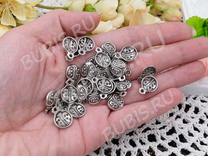 (СКИДКИ!!!) Подвеска Божья коровка 04 15,5*11,5*3мм античное серебро (литьё) (10шт.)