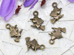 (СКИДКИ!!!) Подвеска Ведьма 02 3D на метле 15,5*11*2,9мм античная бронза (литьё) (10шт.)