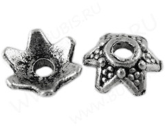 097 Шапочка Цветочек 24 7*2,5мм античное серебро (литьё) (10шт.)
