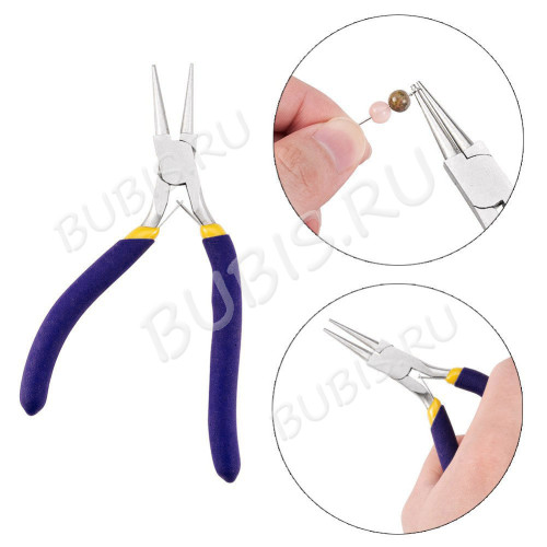 Круглогубцы 24 с изогнутыми ручками синие (инструменты для бижутерии)