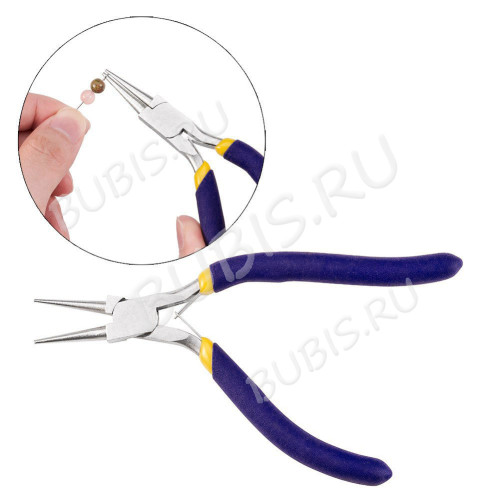 Круглогубцы 24 с изогнутыми ручками синие (инструменты для бижутерии)