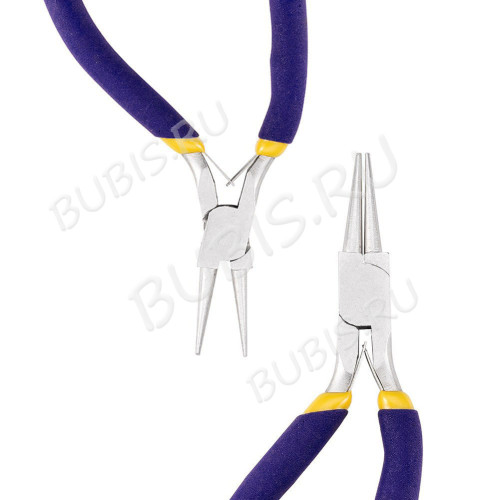 Круглогубцы 24 с изогнутыми ручками синие (инструменты для бижутерии)