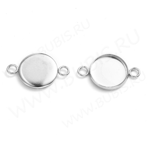 368 Коннектор-сеттинг Круг (сеттинг 12мм) 21*13,5*2мм цвет платины (Хирургическая Сталь)