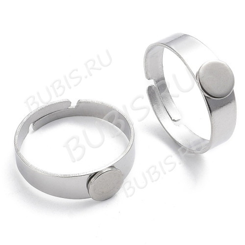 Основа (заготовка) для кольца 168 17мм с платформой 6мм цвет платины (Хирургическая Сталь)