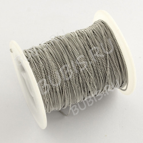 Цепочка S88 панцирная с плоскими звеньями 1*0,8*0,3мм цвет платины (Хирургическая сталь) (50см) 