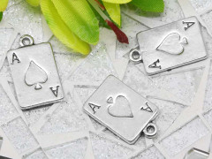 Подвеска Карты 03 двусторонняя Туз пик 21,5*13*1,67мм античное серебро (литьё)