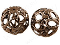 Бусина ажурная 03 Шарик 18мм античная медь (Iron)
