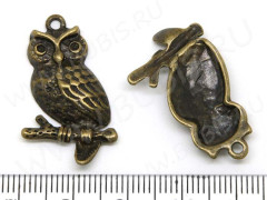 Подвеска Сова 03 31*17,5*3,5мм античная бронза (литьё)