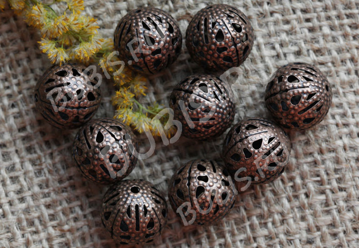 Бусина ажурная 01 "Шарик" 14мм античная медь (Iron) (5шт)