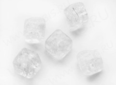 Бусина Кубик 09 &quot;Лёд&quot; 8*7,8*7,7мм прозрачный (стекло)