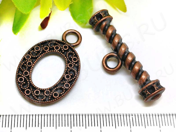 158 Тоггл крупный овальный 33*22мм и 39*13мм античная медь (литьё)