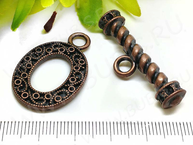 158 Тоггл крупный овальный 33*22мм и 39*13мм античная медь (литьё)