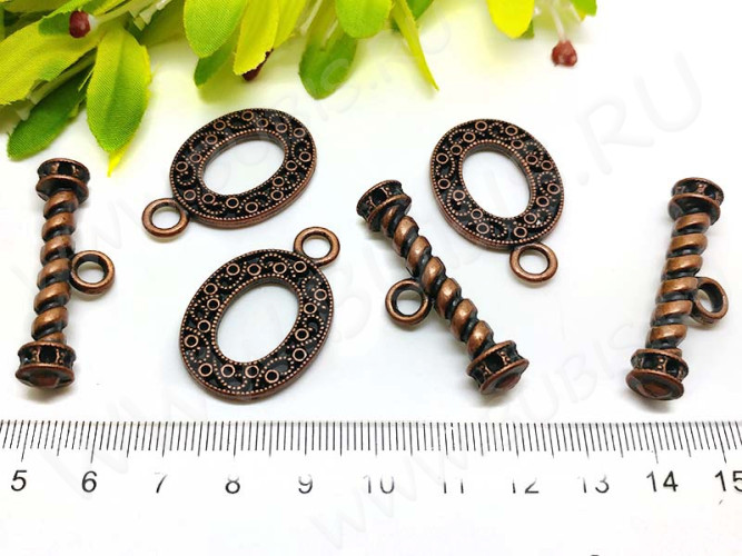 158 Тоггл крупный овальный 33*22мм и 39*13мм античная медь (литьё)