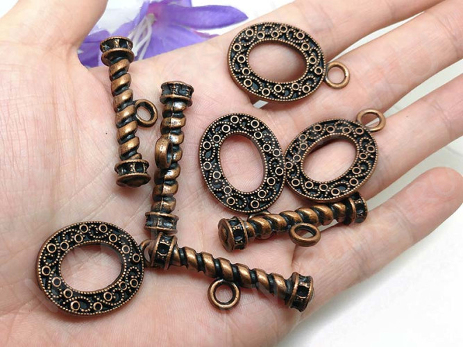 158 Тоггл крупный овальный 33*22мм и 39*13мм античная медь (литьё)