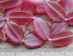 Бусина каменная Овал 23 25*16*5,5мм Кошачий глаз т.розовый (камни)