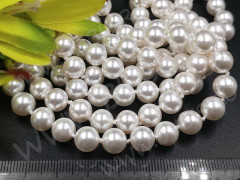 (ОПТ) Бусина Жемчуг 35 Sea Shell Perl округлый 7-8мм белый имит. (камни) (нить 22-23см)