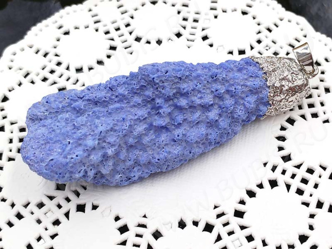 Кулон 0984 Коралл натуральный тонир. ветка с гальваникой 72*25*18мм св.сине-фиолетовый (камни)