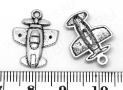 Подвеска Самолёт 04 19,8*14,5*2,5мм античное серебро (литьё)