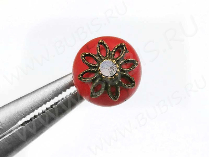 (ОПТ) 218 Шапочка цветочек ажурный 10,5*10*2,8мм античная бронза (литьё) (50шт.)