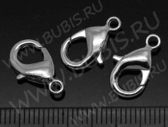 Замочек карабин №012 из латуни большой 15*9*3,5мм цвет платины, без никеля (Brass)