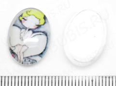 Кабошон стеклянный 12 Овал 18*13*5,8мм рисунок 42 (стекло)