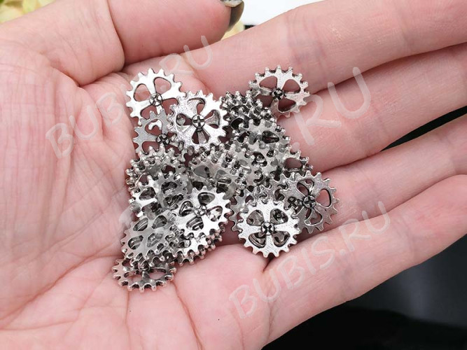 Шестерёнка 14 14*14*1,7мм античное серебро (литьё) (Steampunk)