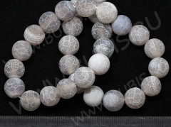 Бусина округлая 10мм матовый Агат кракле св.серый полупрозрачный (камни)