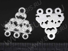 081 Коннектор с завитушками 19,5*17*1,5мм серебристый (литьё)