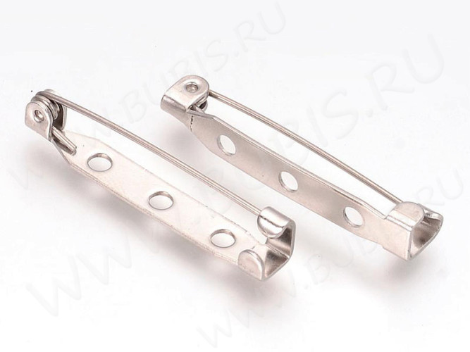 Основа (заготовка) для броши №107 Булавка 3 отверстия 30*4,5*4,5мм цвет платины (Хирургическая сталь)