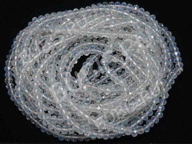 Бусина кристалл гранёный абакус 3*3*2мм "Лунный камень" прозрачный (имитация Сваровски) (50шт.)