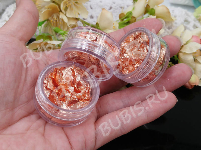 Наполнение для смолы и бутылочек 111 Поталь Bubis Crafts фольга медная в контейнере (декор)