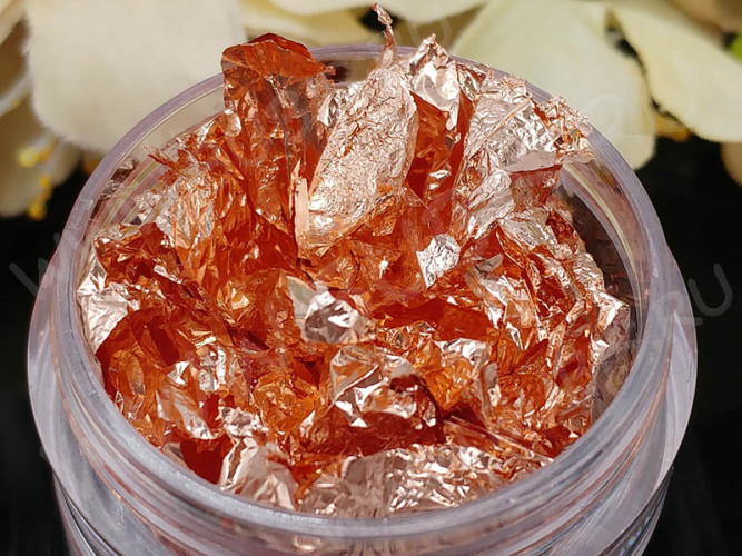 Наполнение для смолы и бутылочек 111 Поталь Bubis Crafts фольга медная в контейнере (декор)